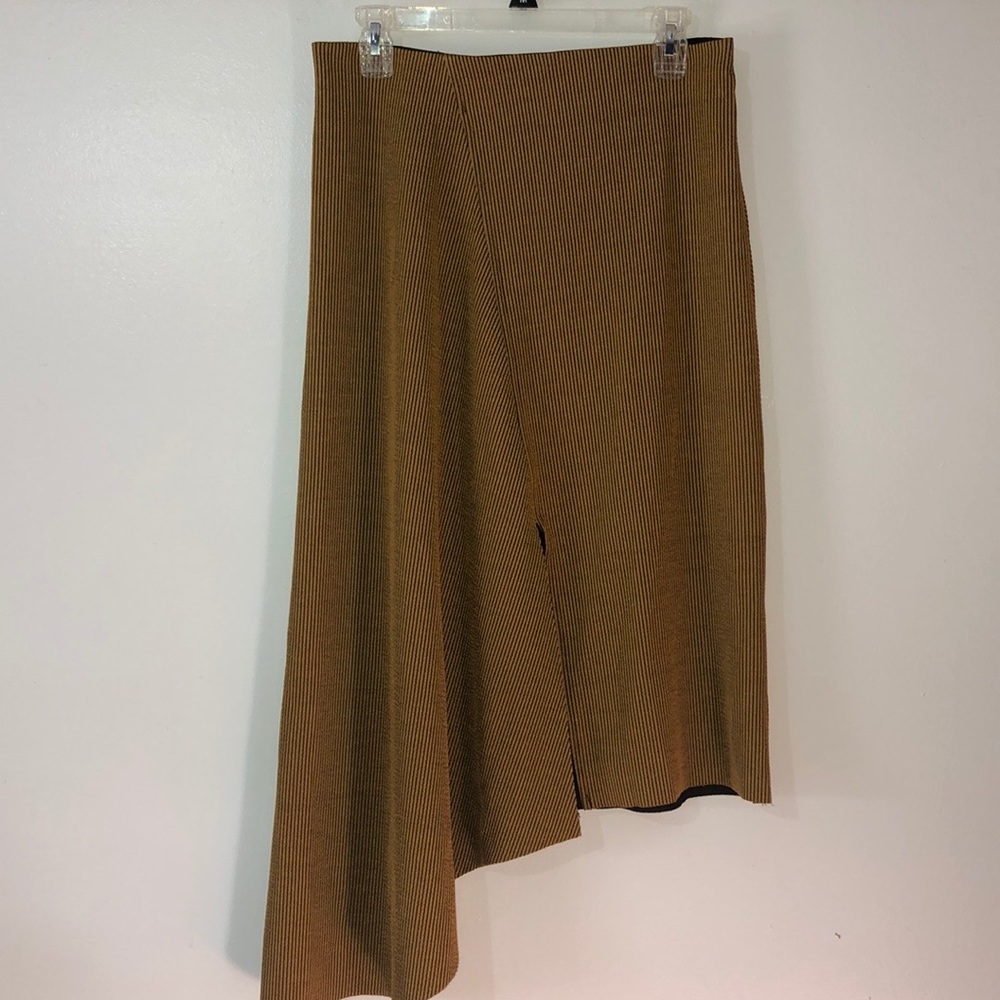 ZARA TRAFALUC Gold Black Midi Asymmetrical Skirt
